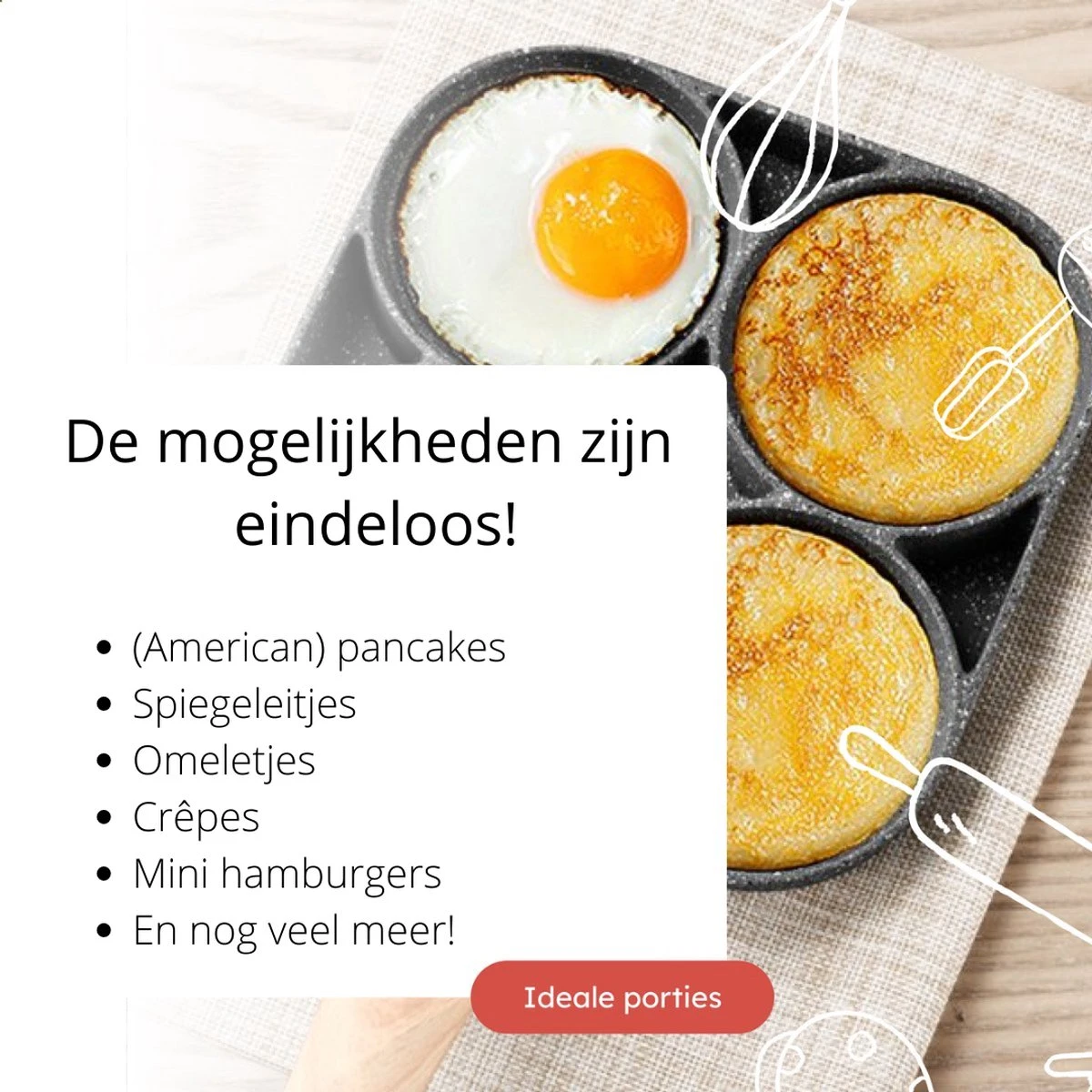 Anti-aanbak Pancake Pan | American Pancake Pan | Omelet Pan | Geschikt Voor Inductie & Alle Warmtebronnen | Eierpan | Omeletmaker | Pancake Maker | Mini Pannenkoekenpan 3 Anti-aanbak Pancake Pan | American Pancake Pan | Omelet Pan | Geschikt Voor Inductie & Alle Warmtebronnen | Eierpan | Omeletmaker | Pancake Maker | Mini Pannenkoekenpan - Afbeelding 3