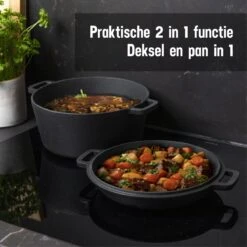 Daumonet Ducasse Gietijzeren Double Use Braadpan - Combi Sudderpan Zwart - 2-in-1 Bak- En Braadpan - PFAS & PFOA Vrij - Rond - Ø 26 Cm - 4,4 Liter - Emaille - Alle Warmtebronnen - Elektrisch - Gas - Halogeen - Inductie - Keramisch 12 Daumonet Ducasse Gietijzeren Double Use Braadpan - Combi Sudderpan Zwart - 2-in-1 Bak- En Braadpan - PFAS & PFOA Vrij - Rond - Ø 26 Cm - 4,4 Liter - Emaille - Alle Warmtebronnen - Elektrisch - Gas - Halogeen - Inductie - Keramisch -Kookgerei Koning Verkoop 1200x1200 4072