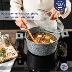 Westinghouse Kookpan/Braadpan Inductie - Ø 28 Cm - Grijs Graniet - Met Deksel - PFOA Vrij -Kookgerei Koning Verkoop 1200x1200 4189