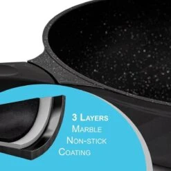 Marble Coating Wokpan Inductie - Met Glazen Deksel - Zwart - 30 Cm -Kookgerei Koning Verkoop 1200x1200 4336