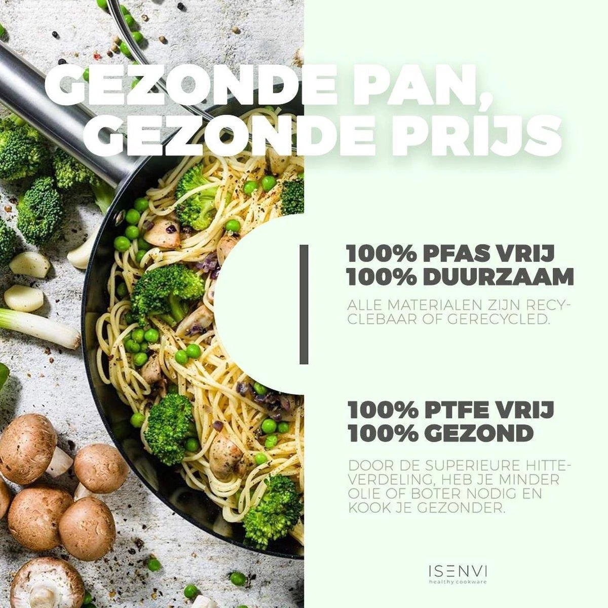 ISENVI Murray Keramische Wokpan Met Deksel 36 CM - RVS Greep 5 ISENVI Murray Keramische Wokpan Met Deksel 36 CM - RVS Greep - Afbeelding 5