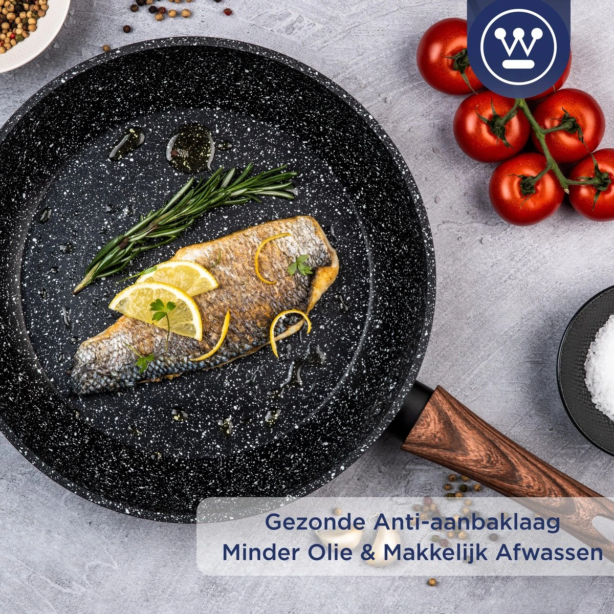 Westinghouse Koekenpan Inductie - Ø 20 Cm - Zwart Marmer - Speciale Editie 7 Westinghouse Koekenpan Inductie - Ø 20 Cm - Zwart Marmer - Speciale Editie - Afbeelding 7