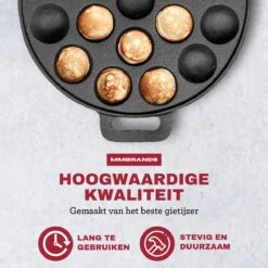 MM Brands Poffertjespan - Poffertjesmaker - Inductie / Oven / BBQ - Inclusief Handvat, Borstel En Vorken -Kookgerei Koning Verkoop 1200x1200 4610