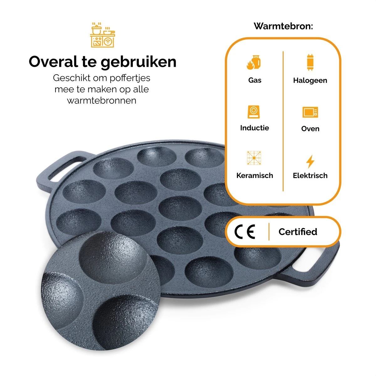 CuisiNoon® Poffertjespan Premium - Complete Poffertjesmaker Set - Inclusief Bakboek 7 CuisiNoon® Poffertjespan Premium - Complete Poffertjesmaker Set - Inclusief Bakboek - Afbeelding 7