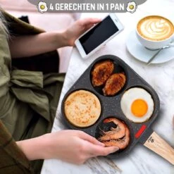 W&Z® Pannenkoekenpan Inductie - Pancake Pan - Omeletpan - Omeletmaker -Eierpan- Anti Aanbak - 4 Vakjes -Kookgerei Koning Verkoop 1200x1200 4734