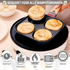 W&Z® Pannenkoekenpan Inductie - Pancake Pan - Omeletpan - Omeletmaker -Eierpan- Anti Aanbak - 4 Vakjes -Kookgerei Koning Verkoop 1200x1200 4735
