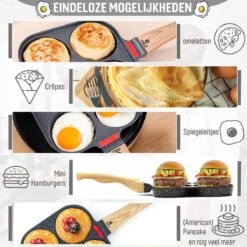 W&Z® Pannenkoekenpan Inductie - Pancake Pan - Omeletpan - Omeletmaker -Eierpan- Anti Aanbak - 4 Vakjes -Kookgerei Koning Verkoop 1200x1200 4736