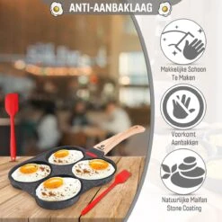 W&Z® Pannenkoekenpan Inductie - Pancake Pan - Omeletpan - Omeletmaker -Eierpan- Anti Aanbak - 4 Vakjes -Kookgerei Koning Verkoop 1200x1200 4737