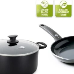 GreenPan Cambridge Hapjespan Met Deksel 28cm - Zwart - Inductie - PFAS-vrij -Kookgerei Koning Verkoop 1200x1200 4874