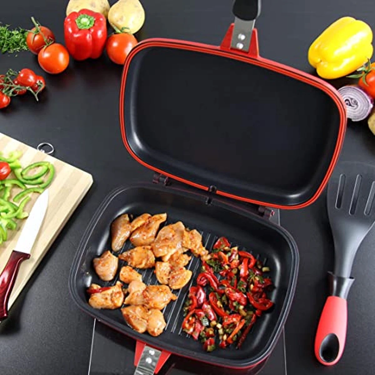 Herenthal Dubbele Grillpan - Ø 28 Cm - Koekenpan - Keramische Pan - Marmeren Coating Met Antiaanbaklaag - PFAS & PFOA Vrij - Pan - Grill - Vermindert Geur, Rook En Oliespatten - Zilver 2 Herenthal Dubbele Grillpan - Ø 28 Cm - Koekenpan - Keramische Pan - Marmeren Coating Met Antiaanbaklaag - PFAS & PFOA Vrij - Pan - Grill - Vermindert Geur, Rook En Oliespatten - Zilver - Afbeelding 2