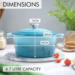 Nuovva Gietijzeren Braadpan Antiaanbaklaag Met Deksel - Sudderpan Blauw - Rond - Ø24 Cm - 4,7 Liter - 100% PFAS & PFOA Vrij - Geschikt Voor Alle Warmtebronnen - Elektrisch - Gas - Halogeen - Inductie – Keramisch 9 Nuovva Gietijzeren Braadpan Antiaanbaklaag Met Deksel - Sudderpan Blauw - Rond - Ø24 Cm - 4,7 Liter - 100% PFAS & PFOA Vrij - Geschikt Voor Alle Warmtebronnen - Elektrisch - Gas - Halogeen - Inductie – Keramisch -Kookgerei Koning Verkoop 1200x1200 4995