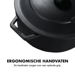 MOA Gietijzeren Braadpan - Inhoud 5,7 Liter - 26CM - Rond - Alle Warmtebronnen - Ook Voor Inductie - Gewicht 5,8 Kg - Zwart - C26B -Kookgerei Koning Verkoop 1200x1200 5006