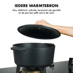 MOA Gietijzeren Braadpan - Inhoud 5,7 Liter - 26CM - Rond - Alle Warmtebronnen - Ook Voor Inductie - Gewicht 5,8 Kg - Zwart - C26B -Kookgerei Koning Verkoop 1200x1200 5009