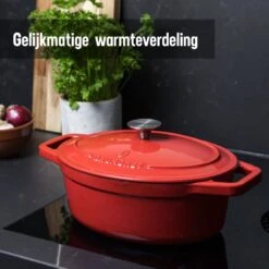 Daumonet Bocuse Rouge Gietijzeren Braadpan - Sudderpan Kersen Rood - Ovaal - Ø 29 Cm - 3 Liter - PFAS & PFOA Vrij - Emaille - Geschikt Voor Alle Warmtebronnen - Elektrisch - Gas - Halogeen - Inductie - Keramisch - Vaatwasserbestendig 15 Daumonet Bocuse Rouge Gietijzeren Braadpan - Sudderpan Kersen Rood - Ovaal - Ø 29 Cm - 3 Liter - PFAS & PFOA Vrij - Emaille - Geschikt Voor Alle Warmtebronnen - Elektrisch - Gas - Halogeen - Inductie - Keramisch - Vaatwasserbestendig -Kookgerei Koning Verkoop 1200x1200 5042