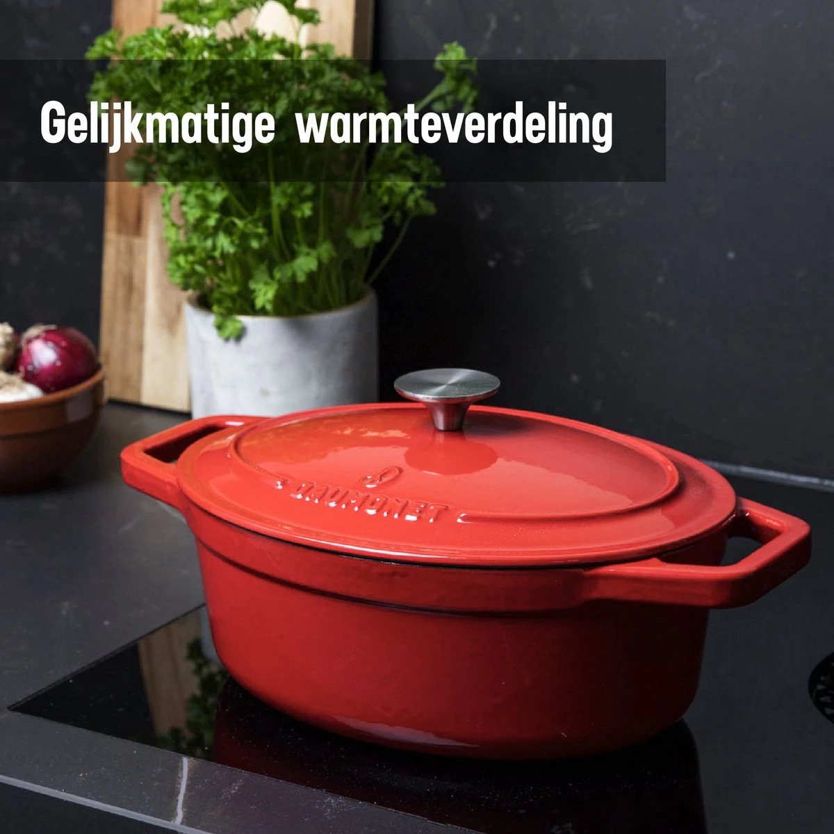Daumonet Bocuse Rouge Gietijzeren Braadpan - Sudderpan Kersen Rood - Ovaal - Ø 29 Cm - 3 Liter - PFAS & PFOA Vrij - Emaille - Geschikt Voor Alle Warmtebronnen - Elektrisch - Gas - Halogeen - Inductie - Keramisch - Vaatwasserbestendig 6 Daumonet Bocuse Rouge Gietijzeren Braadpan - Sudderpan Kersen Rood - Ovaal - Ø 29 Cm - 3 Liter - PFAS & PFOA Vrij - Emaille - Geschikt Voor Alle Warmtebronnen - Elektrisch - Gas - Halogeen - Inductie - Keramisch - Vaatwasserbestendig - Afbeelding 6