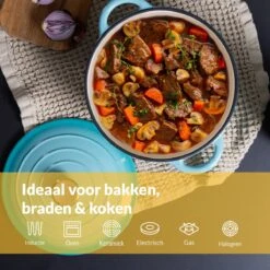Chefarone Gietijzeren Pan - Braadpan Inclusief Deksel - Geschikt Voor Alle Warmtebronnen - Geëmailleerd Blauw 14 Chefarone Gietijzeren Pan - Braadpan Inclusief Deksel - Geschikt Voor Alle Warmtebronnen - Geëmailleerd Blauw -Kookgerei Koning Verkoop 1200x1200 5094