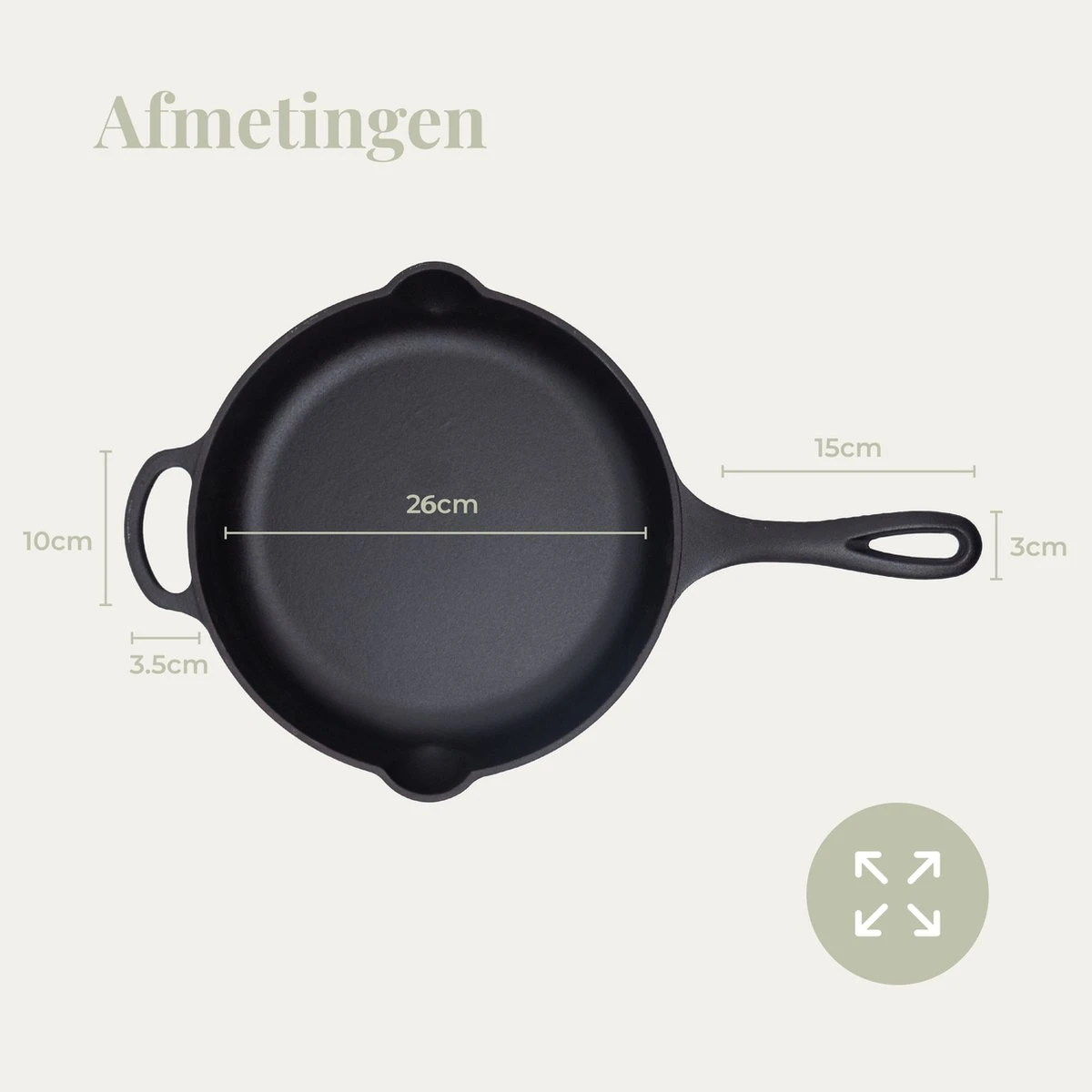 Belluci - Ø26cm - Koekenpan - Skillet + Deksel Geëmailleerde Gietijzeren Pan Voor BBQ En Inductie Incl. Accessoires - Hapjespan - Braadpan 5 Belluci - Ø26cm - Koekenpan - Skillet + Deksel Geëmailleerde Gietijzeren Pan Voor BBQ En Inductie Incl. Accessoires - Hapjespan - Braadpan - Afbeelding 5
