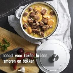 Daumonet Carême Blanc Gietijzeren Braadpan - Sudderpan Wit - Rond - Ø 26 Cm - 4,4 Liter - 100% PFAS & PFOA Vrij - Emaille - Geschikt Voor Alle Warmtebronnen - Elektrisch - Gas - Halogeen - Inductie - Keramisch - Vaatwasserbestendig 13 Daumonet Carême Blanc Gietijzeren Braadpan - Sudderpan Wit - Rond - Ø 26 Cm - 4,4 Liter - 100% PFAS & PFOA Vrij - Emaille - Geschikt Voor Alle Warmtebronnen - Elektrisch - Gas - Halogeen - Inductie - Keramisch - Vaatwasserbestendig -Kookgerei Koning Verkoop 1200x1200 5116