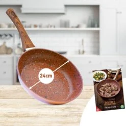 Livington Copper & Stone Pan - 24cm Koekenpan- Anti-aanbaklaag En Krasbestendig - Graniet Look - Binnenste Steenlaag Voor Perfecte Warmteverdeling - Geschikt Voor Ceran, Gas, Elektrisch, Inductie -Kookgerei Koning Verkoop 1200x1200 5140