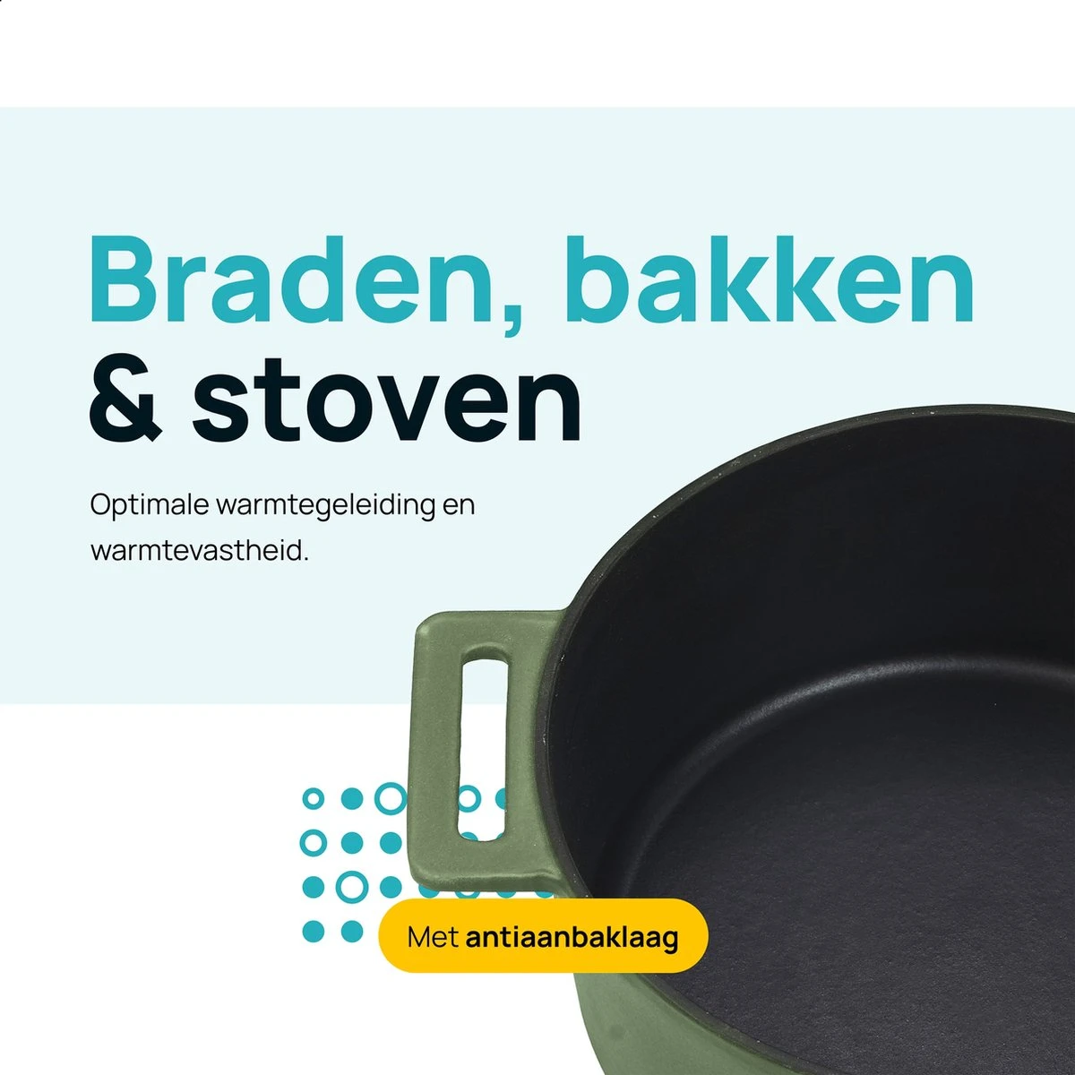 MOA Gietijzeren Braadpan - Inhoud 4,75 Liter - 26CM - Rond - Alle Warmtebronnen - Ook Voor Inductie - Gewicht 5,8 Kg - Olijfgroen - MC26OG 4 MOA Gietijzeren Braadpan - Inhoud 4,75 Liter - 26CM - Rond - Alle Warmtebronnen - Ook Voor Inductie - Gewicht 5,8 Kg - Olijfgroen - MC26OG - Afbeelding 4