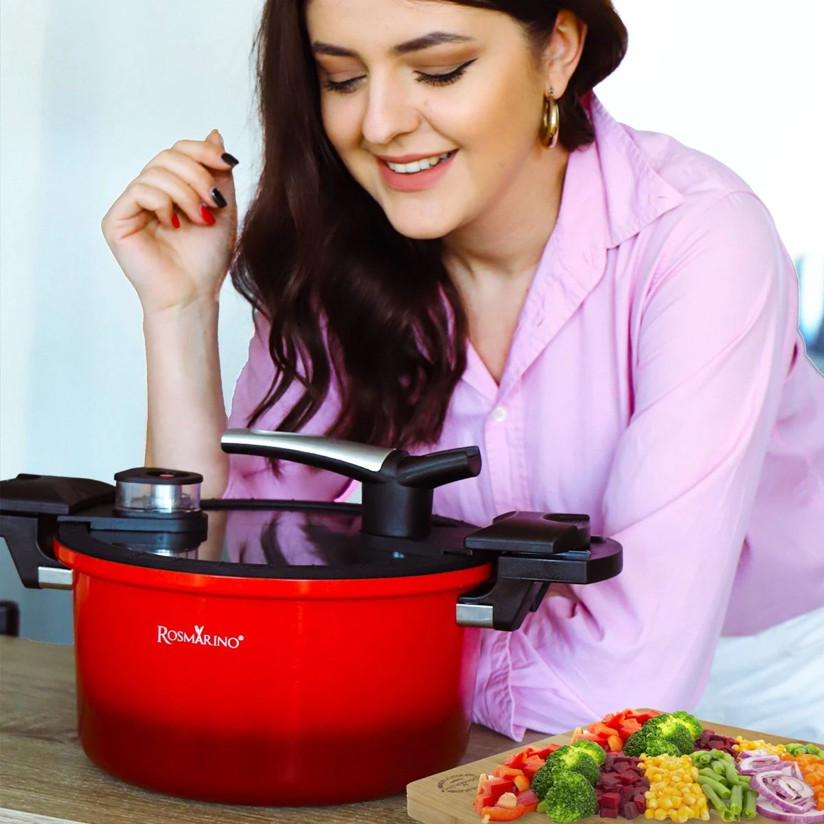 Rosmarino - Snelkookpan Met Glazen Deksel - Zwart - Ø24cm - 5 Liter - 100% PFAS & PFOA Vrij - Aluminium - Pressure Cooker - Non-stick Minerale Coating - Ergonomische Handgrepen - Geschikt Voor Alle Warmtebronnen 12 Rosmarino - Snelkookpan Met Glazen Deksel - Zwart - Ø24cm - 5 Liter - 100% PFAS & PFOA Vrij - Aluminium - Pressure Cooker - Non-stick Minerale Coating - Ergonomische Handgrepen - Geschikt Voor Alle Warmtebronnen - Afbeelding 12