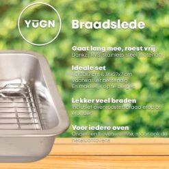 YUGN COMBI Set Braadslede Ovenschaal Combi Braadslee Oven Set - 2x Braadslede Met Rooster Voor Ovengerechten - 36x27x7CM En 40x30x7CM En Inclusief Bakkwast - Cadeau- Cadeautip -Kookgerei Koning Verkoop 1200x1200 5343