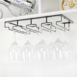 Merkloos Ophangrek Wijnglazen - Wijnrek - Ophangrek - Glazenrek - Wijn Glas Rek - Wijnglas Houder - Wijnglazenhouder - Wijnglazen Organizer - Glasophangrek - Wijnglas Rek - Bar, Keuk - Zwart -Kookgerei Koning Verkoop 1200x1200 5372