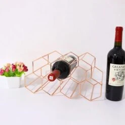 Wijnrek Hexagon 9 Flessen | Flessenrek | Wijn Accessoires | Wijnkast | Wijnrek Metaal | Wijnrekken | Wijnfleshouder | Wijnhouder | Rosé Goud -Kookgerei Koning Verkoop 1200x1200 5419