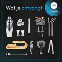 DoubleMM Cocktailset 18 Delig - Cocktail Shaker Set - Bartender - Inclusief Stamper, Rietjes, Stamper, Jigger En Herbruikbare Rvs Ijsblokjes - Plus Cocktail Recepten App 20 DoubleMM Cocktailset 18 Delig - Cocktail Shaker Set - Bartender - Inclusief Stamper, Rietjes, Stamper, Jigger En Herbruikbare Rvs Ijsblokjes - Plus Cocktail Recepten App -Kookgerei Koning Verkoop 1200x1200 5480