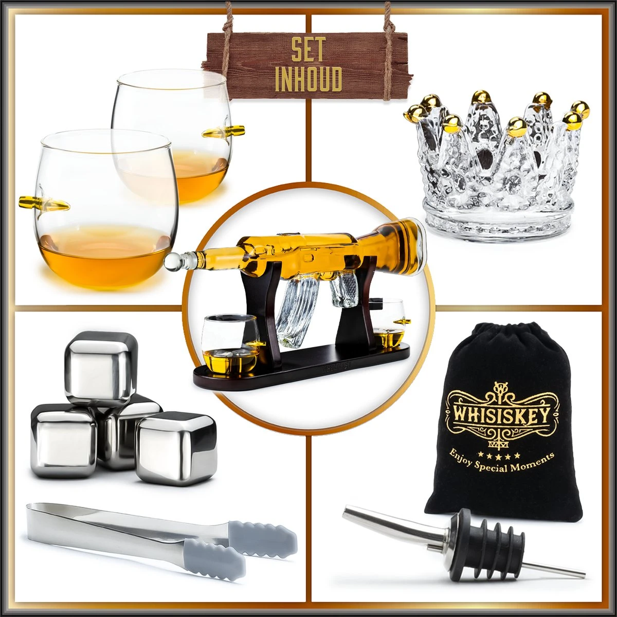 Whisiskey Whiskey Karaf - AK-47 - Luxe Whisky Karaf Set - 1 L - Decanteer Karaf - Whiskey Set - Incl. 4 RVS Whiskey Stones, Schenktuit & 2 Whiskey Glazen - Peaky Blinders - Cadeau Voor Man & Vrouw 5 Whisiskey Whiskey Karaf - AK-47 - Luxe Whisky Karaf Set - 1 L - Decanteer Karaf - Whiskey Set - Incl. 4 RVS Whiskey Stones, Schenktuit & 2 Whiskey Glazen - Peaky Blinders - Cadeau Voor Man & Vrouw - Afbeelding 5