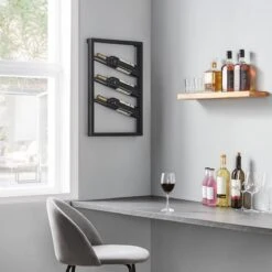IN.HOMEXL Sandd - Hangend Wijnrek - Industrieel Flessenrek - Minimalistisch - Zwart - Metaal - Voor 3 Wijnflessen - 40 X 7 X 60 Cm -Kookgerei Koning Verkoop 1200x1200 5495