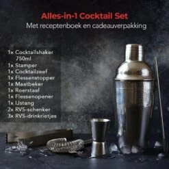 KitchenBrothers Cocktail Shaker Set - 13 Delig - Complete Set - Cadeauverpakking - 750 Ml - RVS -Kookgerei Koning Verkoop 1200x1200 5519