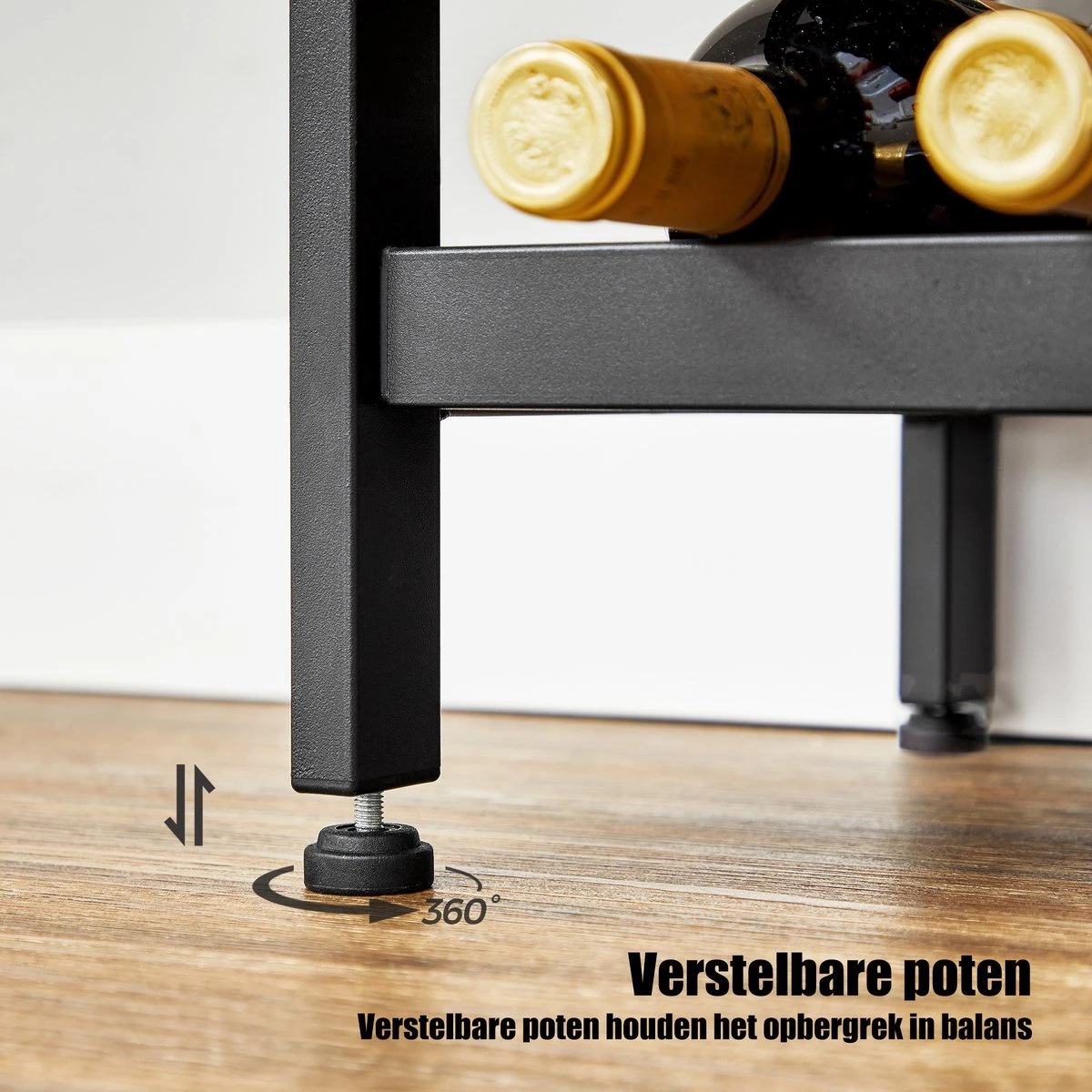 VinoDiMontagna Wijnrek - Wijnmeubel - Metaal - Hout - Flessenrek Voor 20 Flessen Met Glashouder, Voor Kelder, Keuken, Eetkamer - Industriële Stijl - 50 X 32 X 100 Cm (L X B X H) 4 VinoDiMontagna Wijnrek - Wijnmeubel - Metaal - Hout - Flessenrek Voor 20 Flessen Met Glashouder, Voor Kelder, Keuken, Eetkamer - Industriële Stijl - 50 X 32 X 100 Cm (L X B X H) - Afbeelding 4