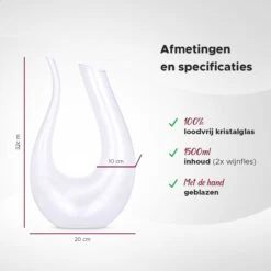 Luxwine - Decanteer Karaf Wijn - Wijnkaraf - 1.5L - Luxe Karaf - Incl. 1000 Schoonmaakparels - Luxe Cadeauverpakking - Decanter - Decanteer Karaf - Wijnkaraf - Wijn Decanteerder - Wijn Accessoires - U-vorm - Kerstcadeau -Kookgerei Koning Verkoop 1200x1200 5533