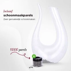 Luxwine - Decanteer Karaf Wijn - Wijnkaraf - 1.5L - Luxe Karaf - Incl. 1000 Schoonmaakparels - Luxe Cadeauverpakking - Decanter - Decanteer Karaf - Wijnkaraf - Wijn Decanteerder - Wijn Accessoires - U-vorm - Kerstcadeau -Kookgerei Koning Verkoop 1200x1200 5534