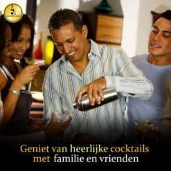 Bar Dedicated - Cocktail Set 16 Delig - Cocktail Shaker Met Bamboo Standaard - Inclusief Nederlandstalig Cocktail Boek (750ML) - Pasen -Kookgerei Koning Verkoop 1200x1200 5560