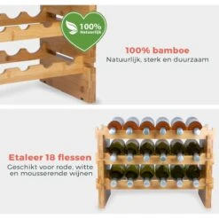 KitchenBrothers Bamboe Wijnrek Voor 18 Flessen - 3 Delig Stapelbaar Bamboo Flessenrek - 58,5 X 28,5 X 40,5cm - Blank Hout 11 KitchenBrothers Bamboe Wijnrek Voor 18 Flessen - 3 Delig Stapelbaar Bamboo Flessenrek - 58,5 X 28,5 X 40,5cm - Blank Hout -Kookgerei Koning Verkoop 1200x1200 5599