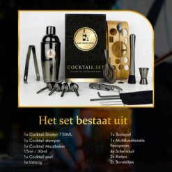 Bar Dedicated - Cocktail Shaker Set - 16 Delig - Cocktail Set Zwart - Met Nederlandstalig Receptenboek - Pasen 13 Bar Dedicated - Cocktail Shaker Set - 16 Delig - Cocktail Set Zwart - Met Nederlandstalig Receptenboek - Pasen -Kookgerei Koning Verkoop 1200x1200 5608