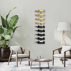 Cosas - Hangend Zwart Metalen Wijnrek Voor Aan De Muur - Premium Kwaliteit Om 7 Flessen Wijn Stijlvol Op Te Hangen - Complete Set Inclusief Bevestigingsmateriaal En Afwerkmateriaal - Wijnrek Muur - Wijnrek Metaal - Wijnrek - Wijnrek Zwart - Hangend -Kookgerei Koning Verkoop 1200x1200 5625