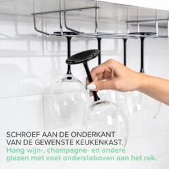 Copa Wijnglazenhouder 2 Rails - 34,4 Cm Breed - Metaal Chroom - Wijnglazenrek -Kookgerei Koning Verkoop 1200x1200 5629