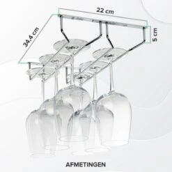 Copa Wijnglazenhouder 2 Rails - 34,4 Cm Breed - Metaal Chroom - Wijnglazenrek -Kookgerei Koning Verkoop 1200x1200 5632
