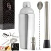 Cocktail Set - Zilver - 750ml - Cocktail Shaker Set - Cocktail Stamper - 17 Recepten - 13 Delig