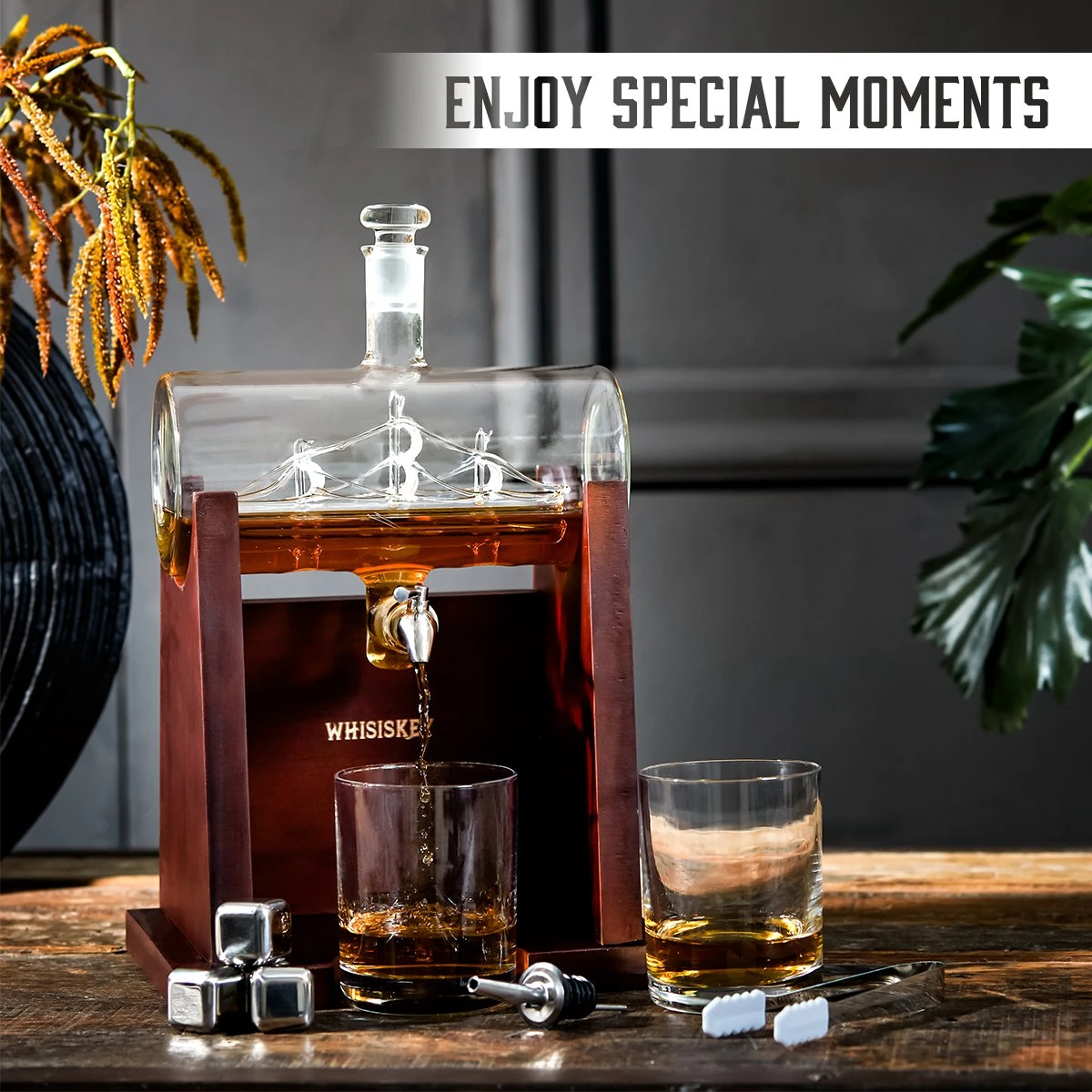 Whisiskey Whiskey Karaf - Luxe Whisky Karaf Set Zeilschip - 1L - Decanteer Karaf - Zeilboot - Whiskey Set - Incl. 4 Whiskey Stones, Schenktuit, Tap & 2 Whiskey Glazen - Peaky Blinders - Cadeau Voor Man & Vrouw 5 Whisiskey Whiskey Karaf - Luxe Whisky Karaf Set Zeilschip - 1L - Decanteer Karaf - Zeilboot - Whiskey Set - Incl. 4 Whiskey Stones, Schenktuit, Tap & 2 Whiskey Glazen - Peaky Blinders - Cadeau Voor Man & Vrouw - Afbeelding 5