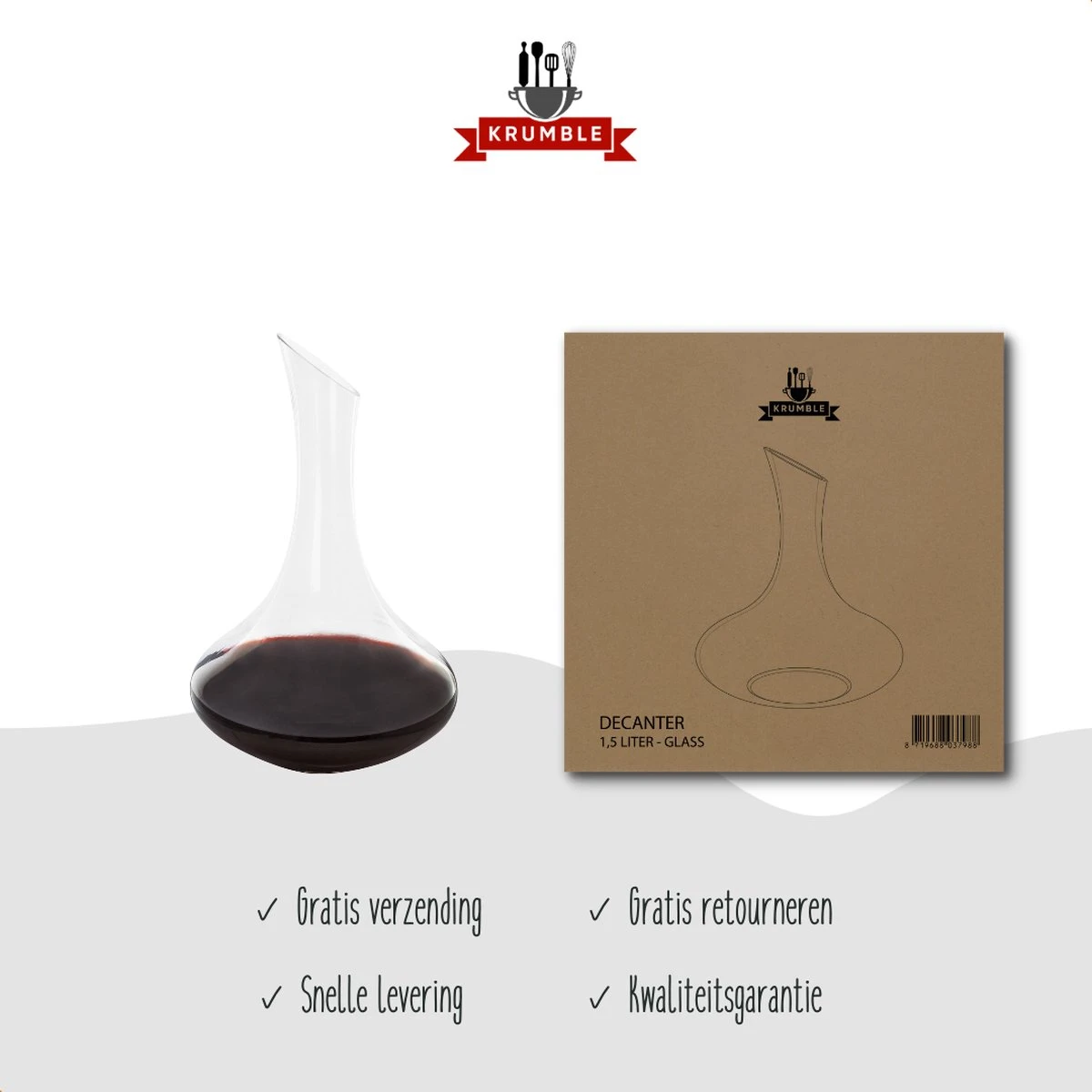 Krumble Decanteer Karaf Met Smalle Hals - Karaf - Schenkkan - Glazen Karaf - Decanteren - Wijnschenker - Rode Wijn - Wijnkan - Kan - Wijnkaraf - Glas - 1.5 Liter - Transparant - 21,5 X 22 Cm 4 Krumble Decanteer Karaf Met Smalle Hals - Karaf - Schenkkan - Glazen Karaf - Decanteren - Wijnschenker - Rode Wijn - Wijnkan - Kan - Wijnkaraf - Glas - 1.5 Liter - Transparant - 21,5 X 22 Cm - Afbeelding 4