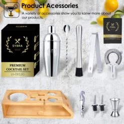 Sybra Cocktailset - 10 Delig - Cocktail Shaker - Cocktail Boek - Cocktail Set - Roestvrijstaal - Geschenkverpakking -Kookgerei Koning Verkoop 1200x1200 5824