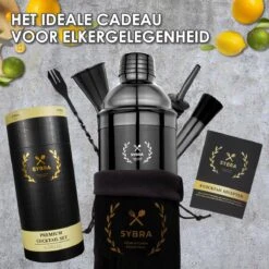 Cocktail Set Sybra - 6-Delige Space Grey Cocktailset - Cocktail Shaker 750ML - Bewaarhoes - Cocktailreceptenboekje -Kookgerei Koning Verkoop 1200x1200 5829