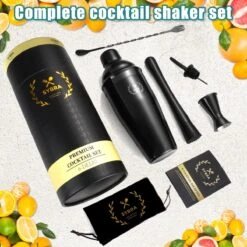 Cocktail Set Sybra - 6-Delige Space Grey Cocktailset - Cocktail Shaker 750ML - Bewaarhoes - Cocktailreceptenboekje -Kookgerei Koning Verkoop 1200x1200 5830