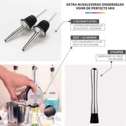 YONO Cocktail Set 10-Delig - RVS Cocktailshaker 800ml Met Bar Accessoires - Zilver -Kookgerei Koning Verkoop 1200x1200 5833