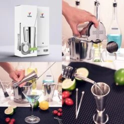 YONO Cocktail Set 10-Delig - RVS Cocktailshaker 800ml Met Bar Accessoires - Zilver -Kookgerei Koning Verkoop 1200x1200 5834