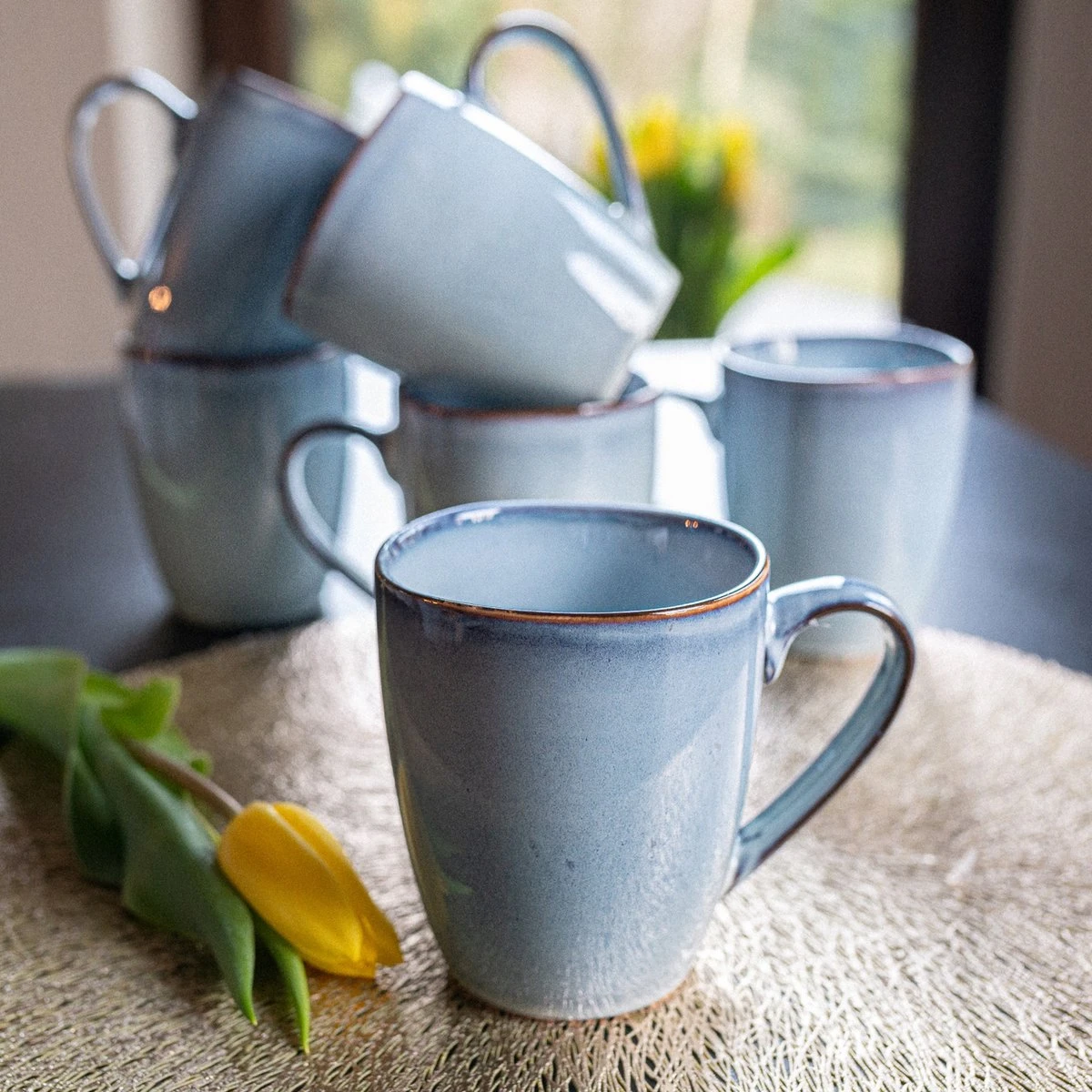 Koffiekopjes - Cappuccino Kop - Theemok - Koffiebeker - Blauw - 320ml - Set Van 6 3 Koffiekopjes - Cappuccino Kop - Theemok - Koffiebeker - Blauw - 320ml - Set Van 6 - Afbeelding 3